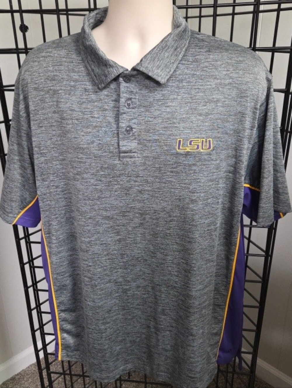 Chiliwear LSU Mens Heathered Gray Performance Polo Shirt XL